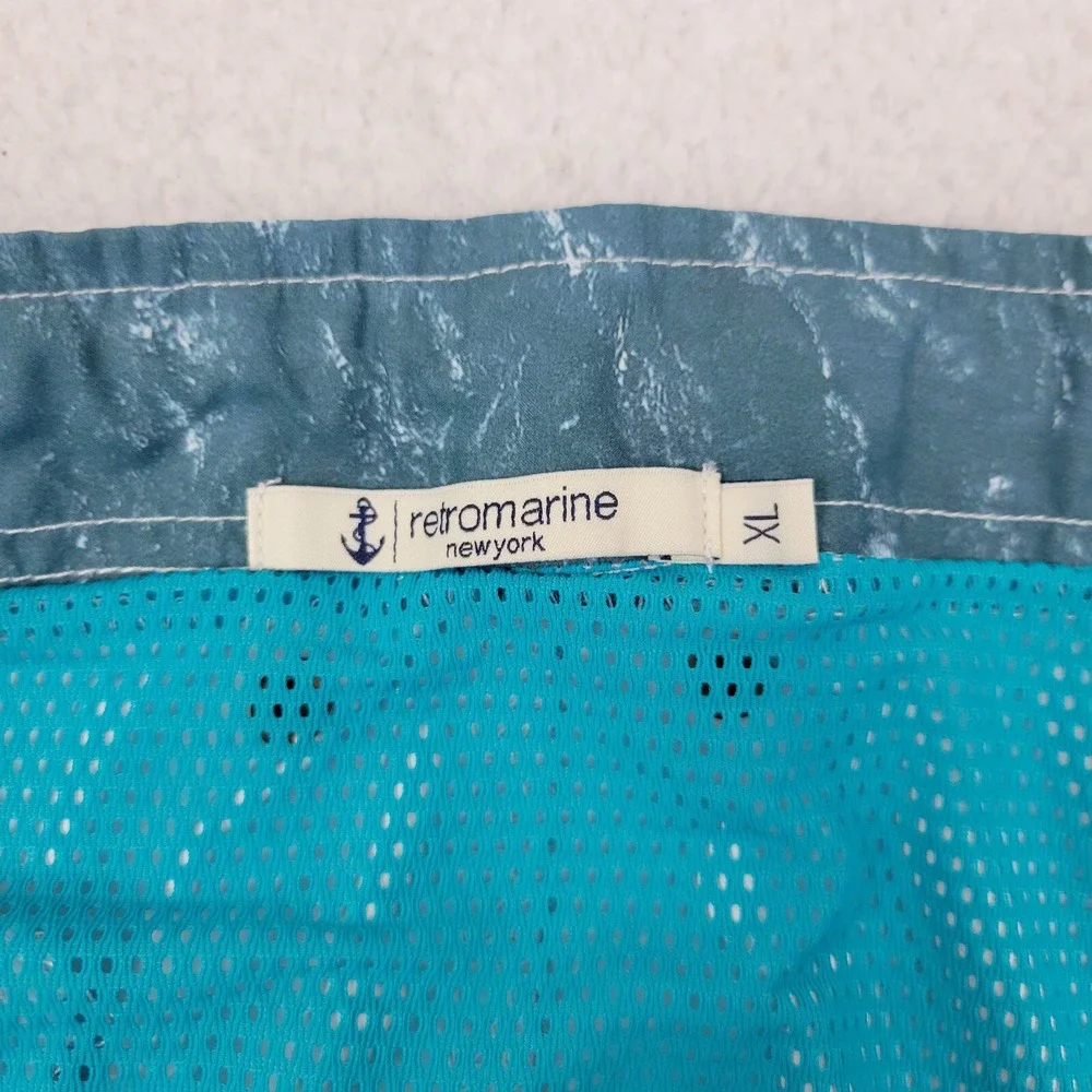 RetroMarine Lined Swimming Trunks Mens XL Blue Intercostal‎ Swim Shorts